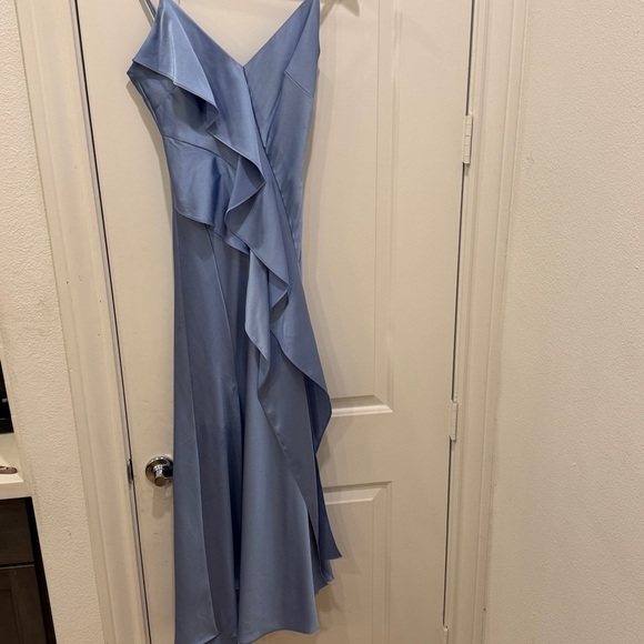 Gianni Bini Ruffle Draped Satin Evening Gown - Picture 7 of 7